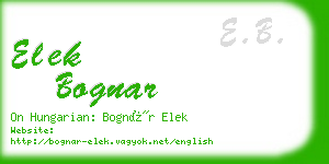 elek bognar business card